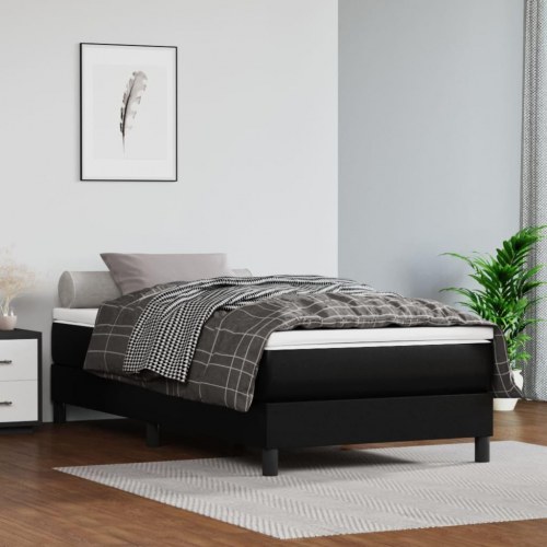 Kontinentalseng med madras 100x200 cm - kunstlæder, sort