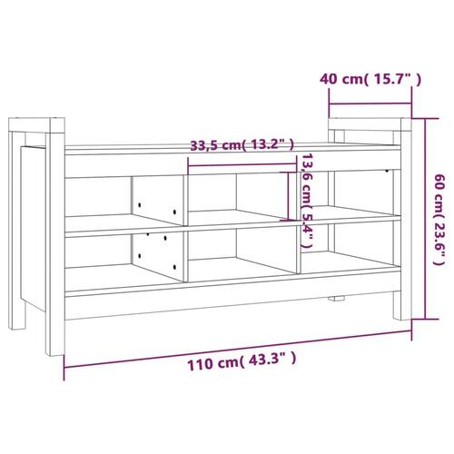 Entrébænk 110x40x60 cm massivt fyrretræ sort