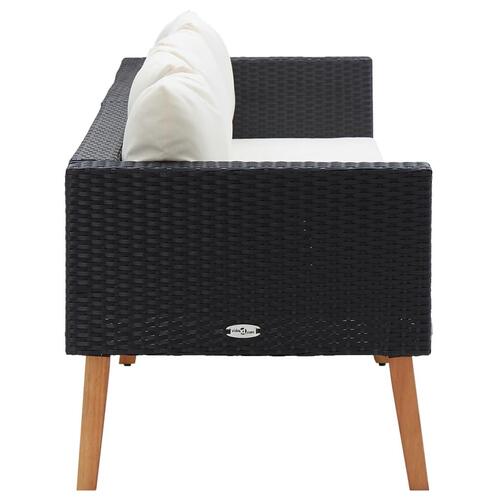 3-personers havesofa med hynder polyrattan sort