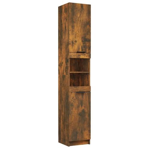 Badeværelsesskab 32x34x188,5 cm konstrueret træ røget egetræ