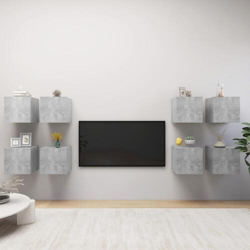 Væghængte tv-skabe 8 stk. 30,5x30x30 cm betongrå