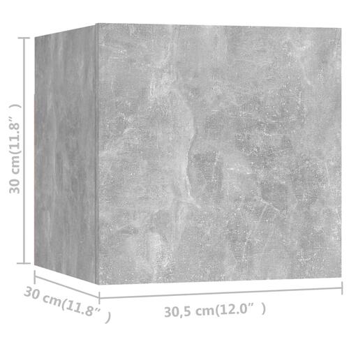 Væghængte tv-skabe 8 stk. 30,5x30x30 cm betongrå