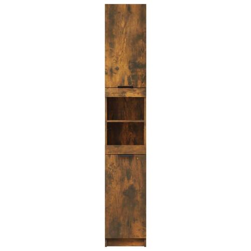 Badeværelsesskab 32x34x188,5 cm konstrueret træ røget egetræ
