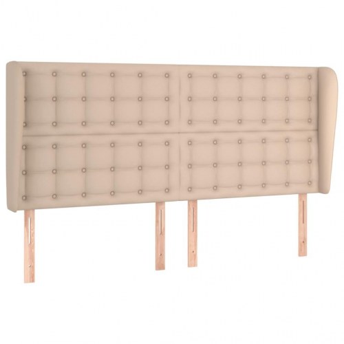 Sengegavl med kanter i kunstlæder - cappuccino, 163 x 23 x 118/128 cm