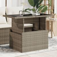 Havebord med glastop 100x55x73 cm polyrattan grå