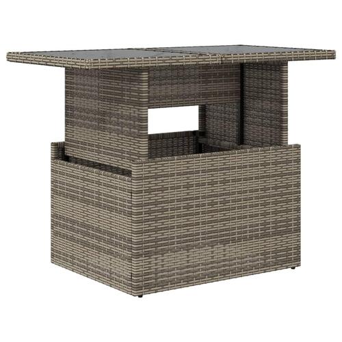 Havebord med glastop 100x55x73 cm polyrattan grå