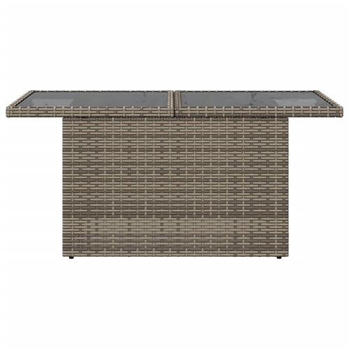Havebord med glastop 100x55x73 cm polyrattan grå