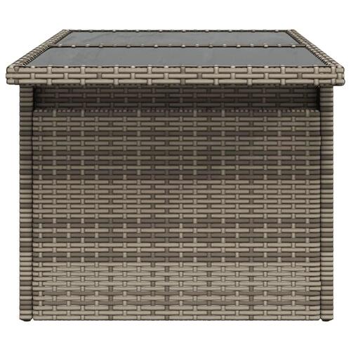 Havebord med glastop 100x55x73 cm polyrattan grå