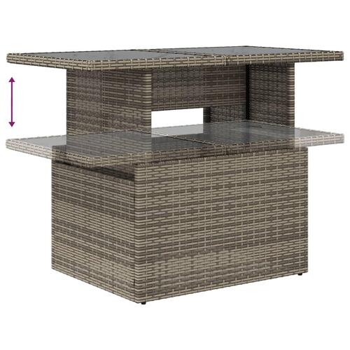 Havebord med glastop 100x55x73 cm polyrattan grå