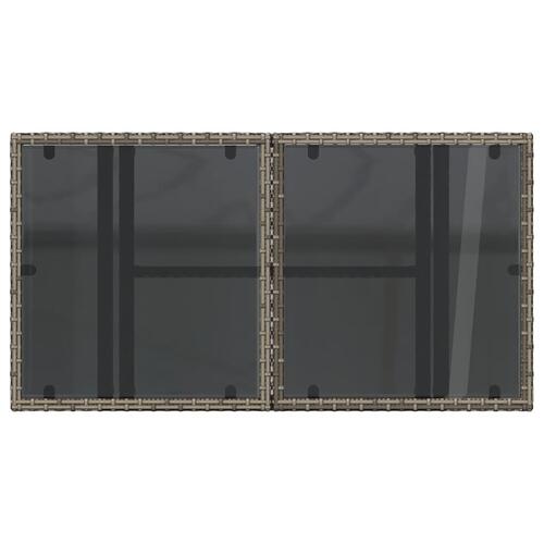 Havebord med glastop 100x55x73 cm polyrattan grå