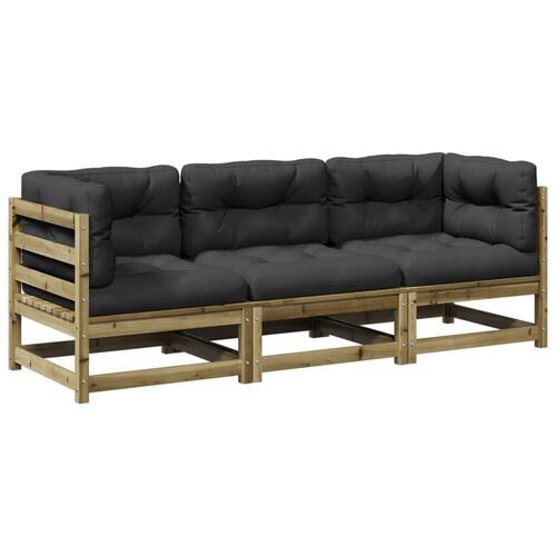 Sofasæt til haven 3 dele med hynder imprægneret fyrretræ