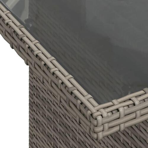 Havebord med glastop 100x55x73 cm polyrattan grå
