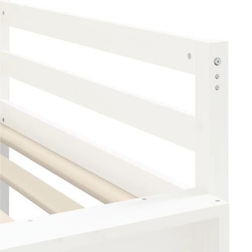 Højseng med tårn 90x200 cm massivt fyrretræ hvid og sort
