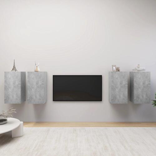 Tv-skabe 4 stk. 30,5x30x60 cm konstrueret træ betongrå