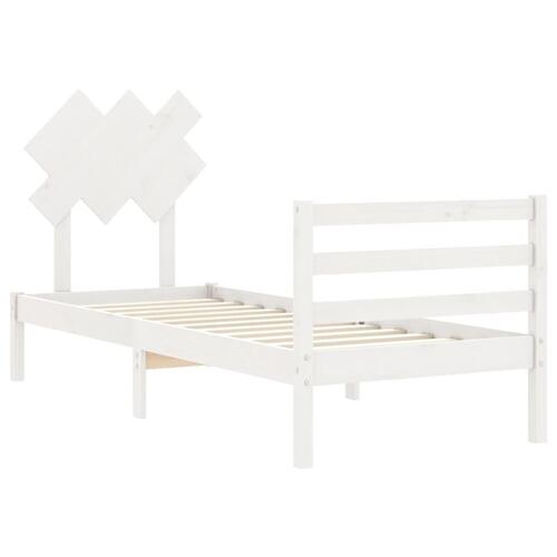 Sengeramme med sengegavl 90x200 cm massivt træ hvid