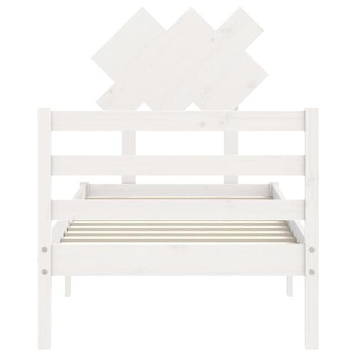 Sengeramme med sengegavl 90x200 cm massivt træ hvid