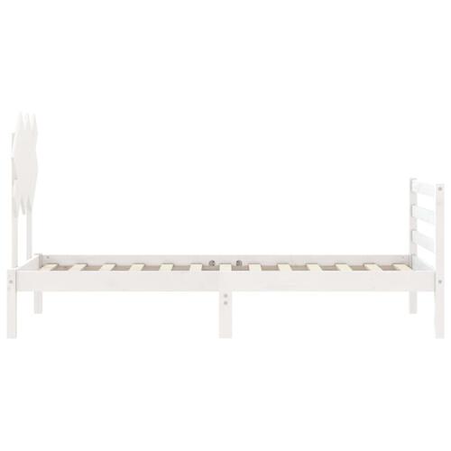Sengeramme med sengegavl 90x200 cm massivt træ hvid