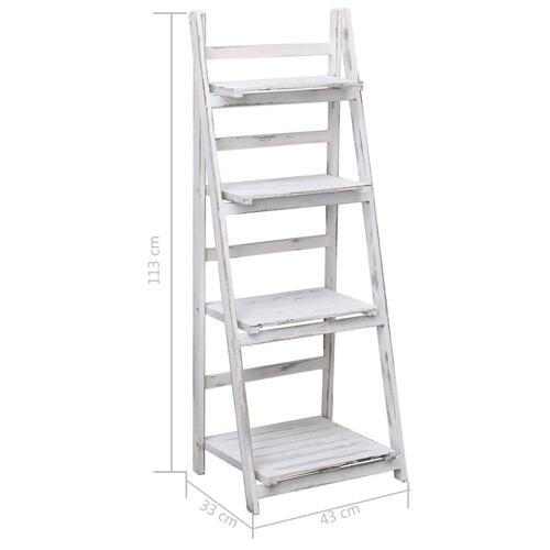 Plantestativ i 4 niveauer 43 x 33 x 113 cm træ hvid