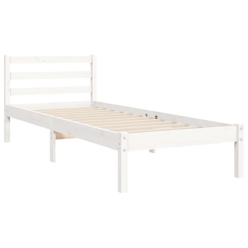 Sengeramme med sengegavl 90x200 cm massivt træ hvid