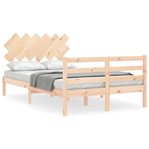 Sengeramme med sengegavl 120x200 cm massivt træ hvid