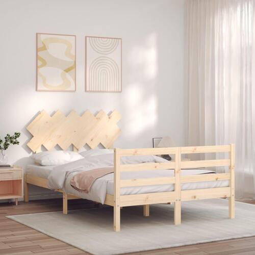 Sengeramme med sengegavl 120x200 cm massivt træ hvid