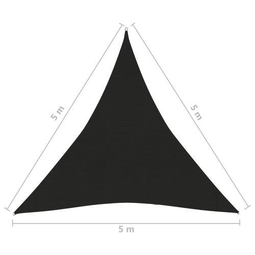 Solsejl 5x5x5 m 160 g/m² HDPE sort