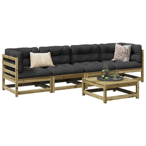 Sofasæt til haven 5 dele med hynder imprægneret fyrretræ