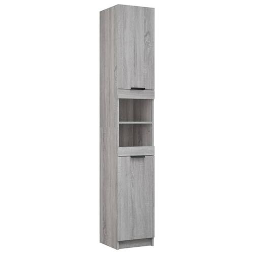 Badeværelsesskab 32x34x188,5 cm konstrueret træ grå sonoma-eg