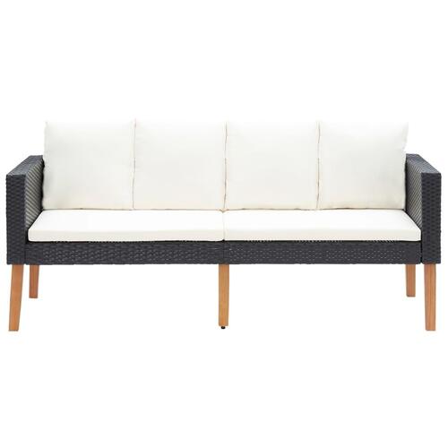 2-personers havesofa med hynder polyrattan sort