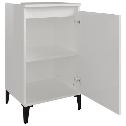 Sengeborde 2 stk. 40x35x70 cm konstrueret træ hvid højglans