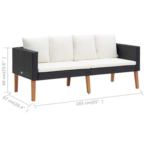 2-personers havesofa med hynder polyrattan sort