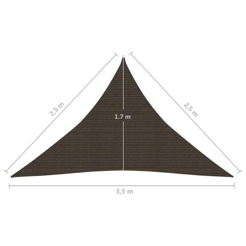 Solsejl 2,5x2,5x3,5 m 160 g/m² HDPE brun