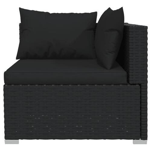 Haveloungesæt 4 dele med hynder polyrattan sort