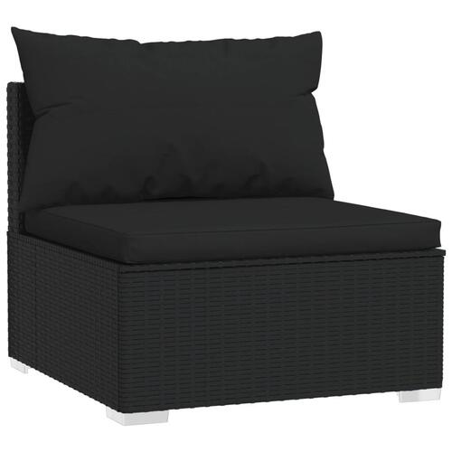 Haveloungesæt 4 dele med hynder polyrattan sort