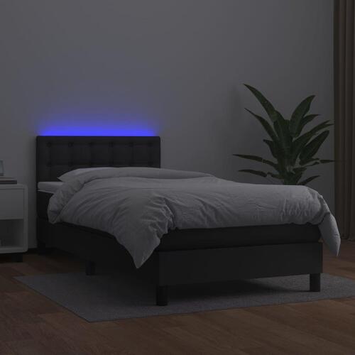 Kontinentalseng med LED-lys 100x200 cm kunstlæder sort