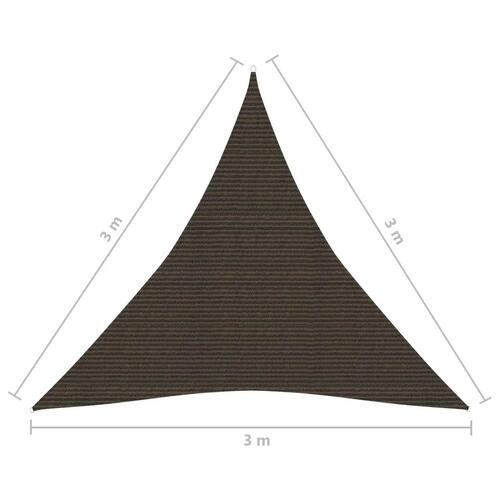 Solsejl 3x3x3 m 160 g/m² HDPE brun