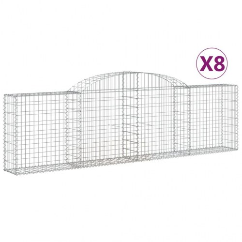 Buede gabionkurve 8 stk. 300x30x80/100 cm galvaniseret jern