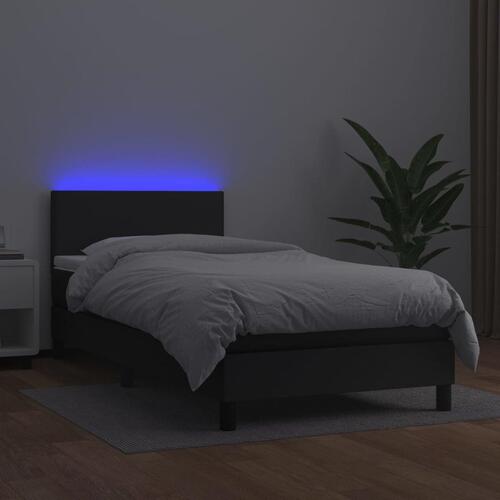Kontinentalseng med LED-lys 100x200 cm kunstlæder sort