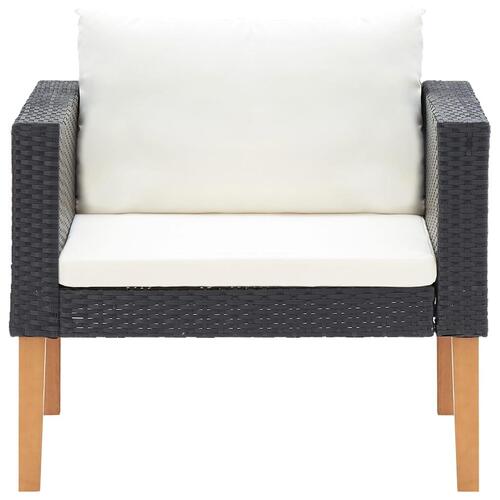 1-personssofa med hynder polyrattan sort
