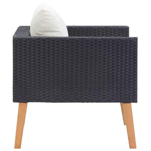 1-personssofa med hynder polyrattan sort