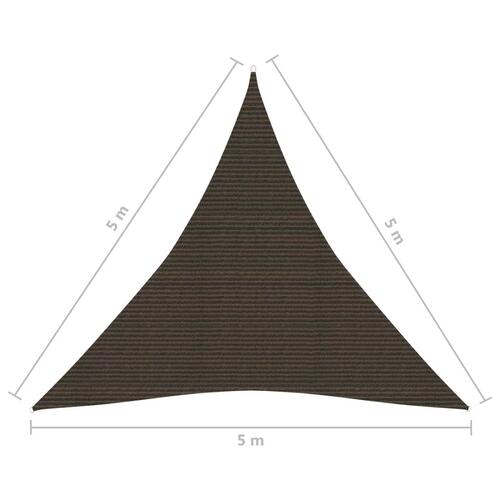Solsejl 5x5x5 m 160 g/m² HDPE brun