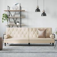 Sovesofa med armlæn stof cremefarvet