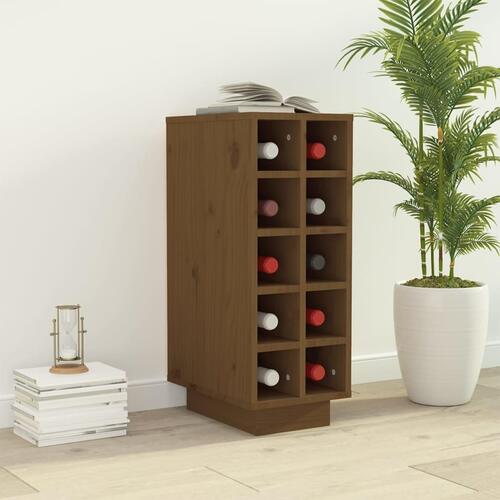 Vinreol 23x34x61 cm massivt fyrretræ gyldenbrun