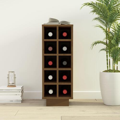 Vinreol 23x34x61 cm massivt fyrretræ gyldenbrun