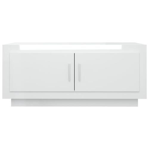 Sofabord 102x50x45 cm konstrueret træ hvid højglans