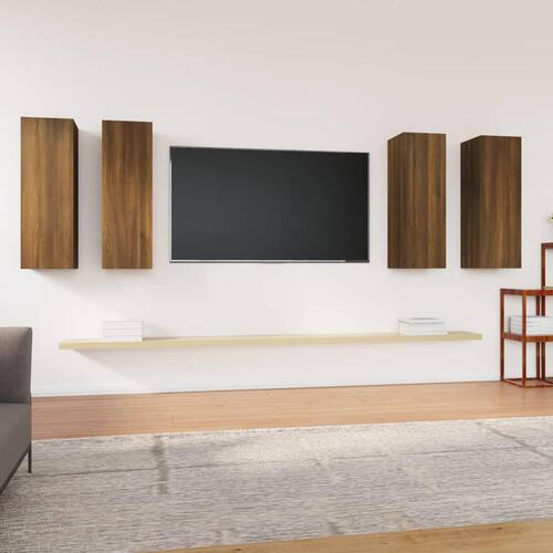Tv-skabe 4 stk. 30,5x30x90 cm konstrueret træ brun egetræsfarve