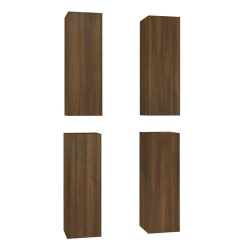 Tv-skabe 4 stk. 30,5x30x90 cm konstrueret træ brun egetræsfarve