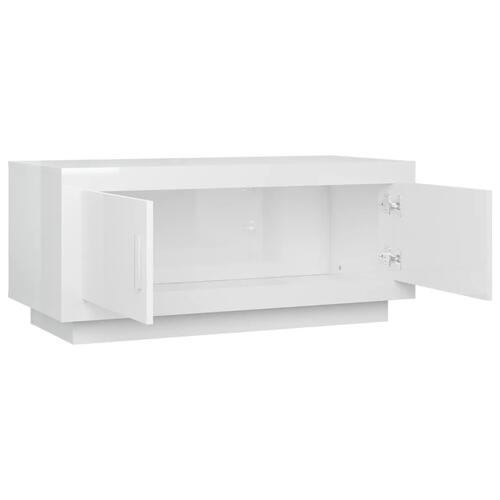 Sofabord 102x50x45 cm konstrueret træ hvid højglans