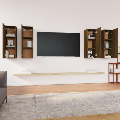 Tv-skabe 4 stk. 30,5x30x90 cm konstrueret træ brun egetræsfarve