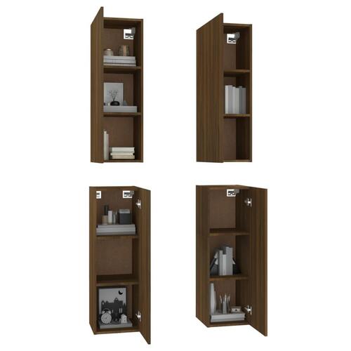 Tv-skabe 4 stk. 30,5x30x90 cm konstrueret træ brun egetræsfarve